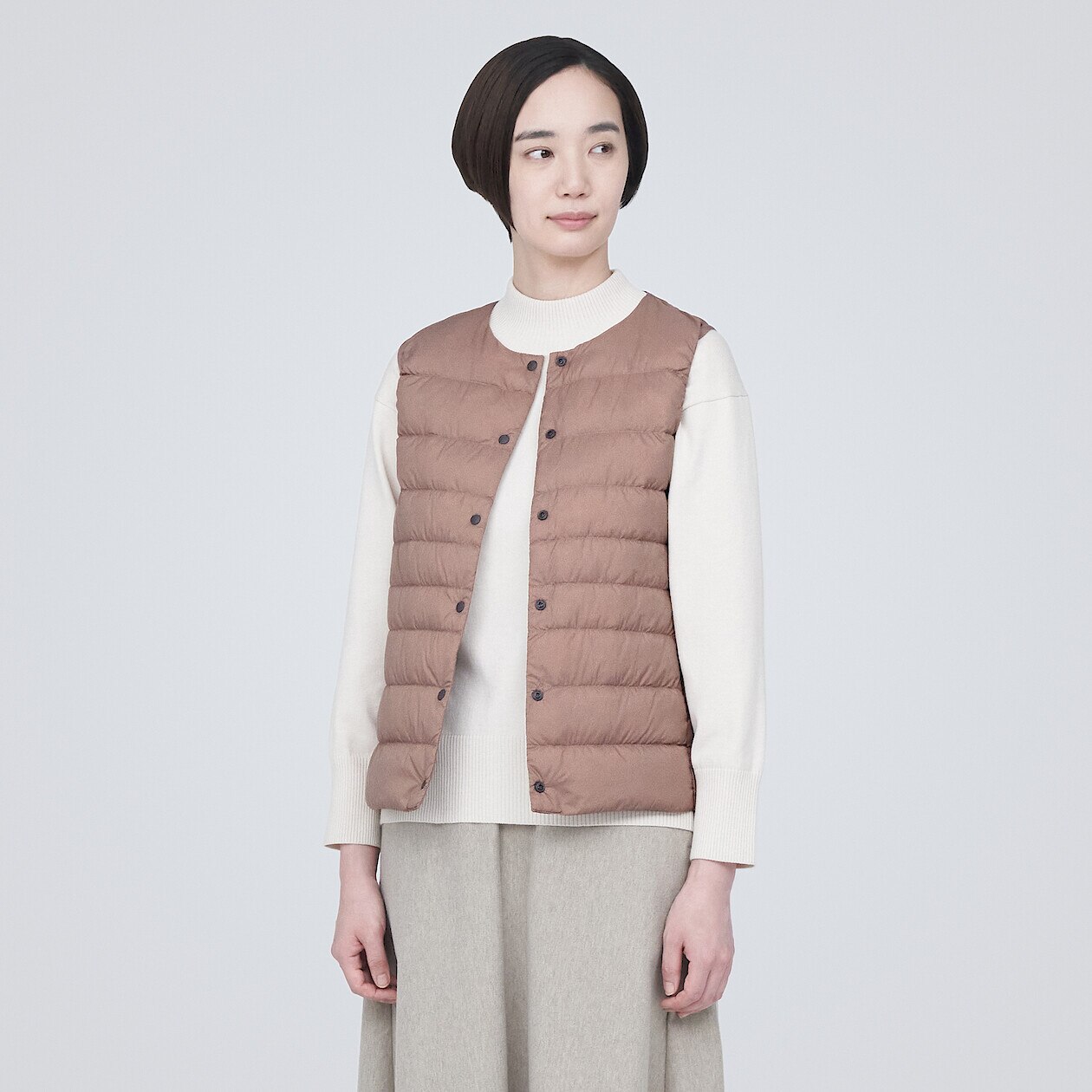 Shop Lightweight Pocketable Collarless Down Vest Online Muji Ksa